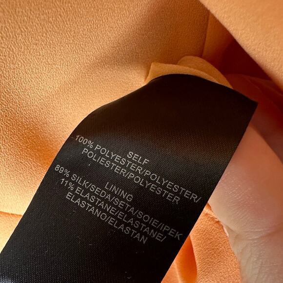 Tibi Alison Peek a Boo Long Sleeve Shift Dress Apricot Orange Wedding Guest ASO - Picture 14 of 15